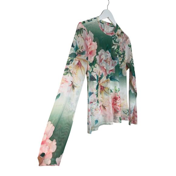 Johnny Was Jade Natalie Long Sleeve Mesh Tee Shirt Top Size Large Lightweight - Picture 6 of 11